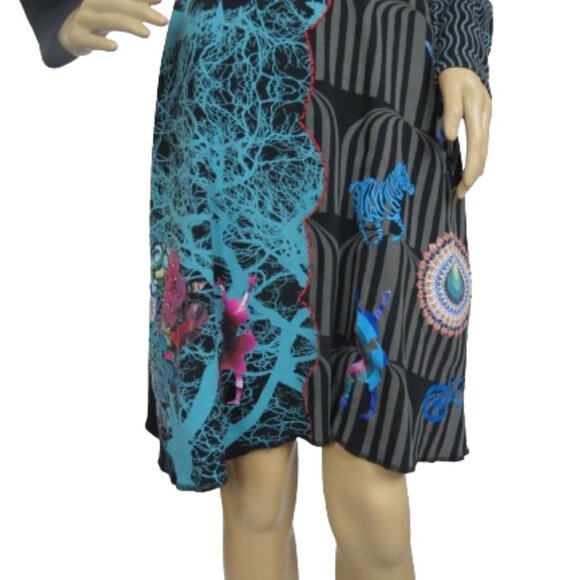 Desigual Long Sleeve Graphic Text Print Dress - Picture 4 of 9